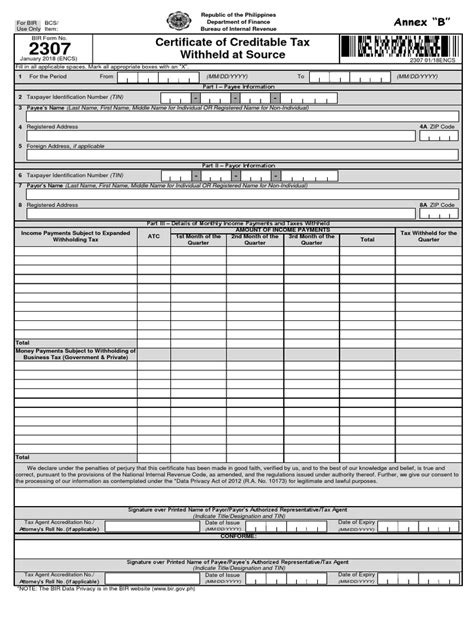 bir 2307 download|2307 Jan 2018 ENCS v3 Annex B .
